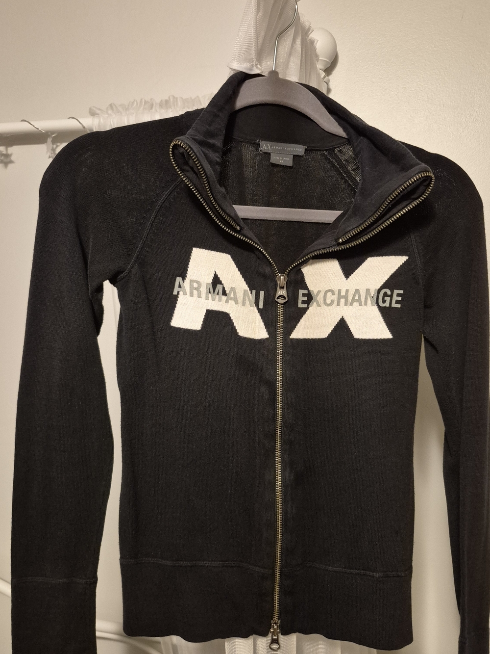 Vintage (Late 90's) Armani Exchange Black Zip-Front AX Logo Jacket
